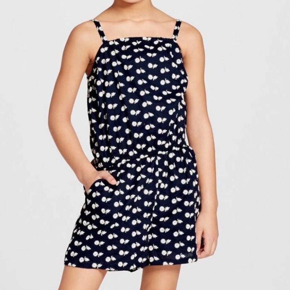 Victoria Beckham Target Navy Floral Eyelet Romper - Picture 1 of 9